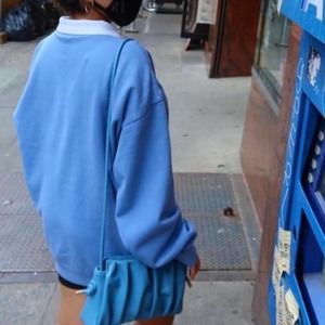 Oversized blue collared shirt comfortable